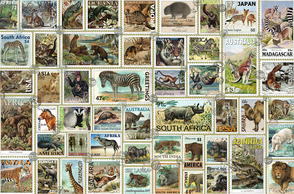 Animal Stamps - Scratch and Dent Animals Jigsaw Puzzle
