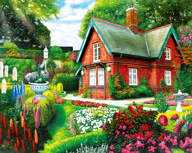 Cottage Garden Birds Cabin & Cottage Jigsaw Puzzle By All Jigsaw Puzzles