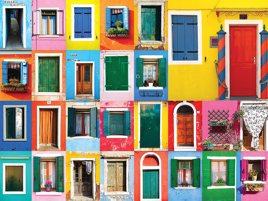 Colorful Doors - Scratch and Dent Pattern & Geometric Jigsaw Puzzle