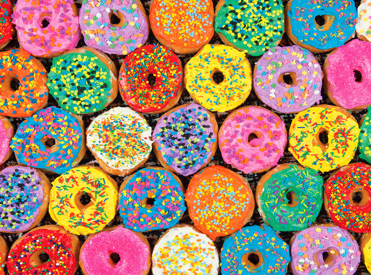 Donuts with Colored Icing and Sprinkles - Scratch and Dent Candy Jigsaw Puzzle