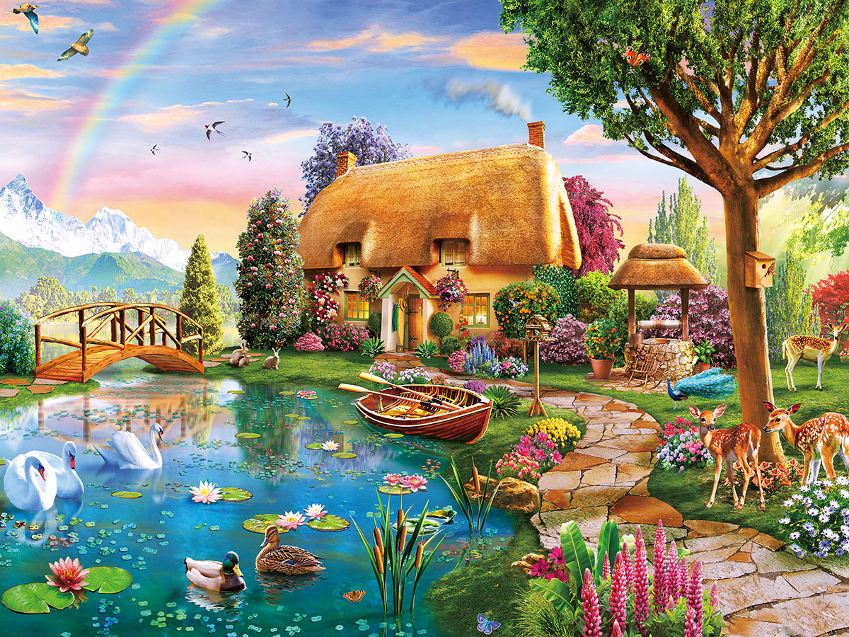 Cottage Garden Birds Cabin & Cottage Jigsaw Puzzle By All Jigsaw Puzzles