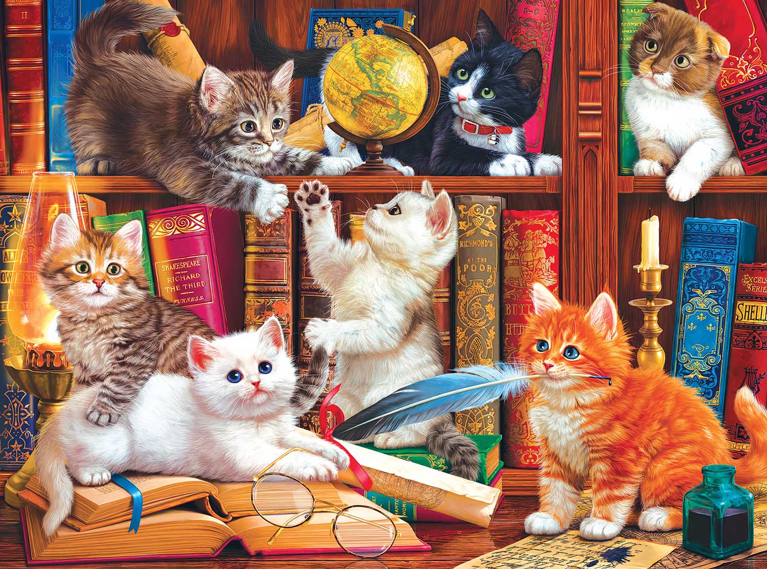 Library Mischief Cats Jigsaw Puzzle