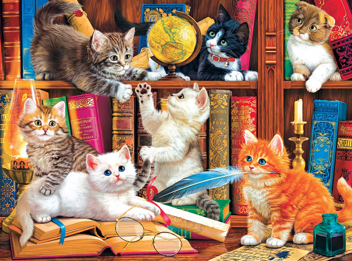 Library Mischief Cats Jigsaw Puzzle