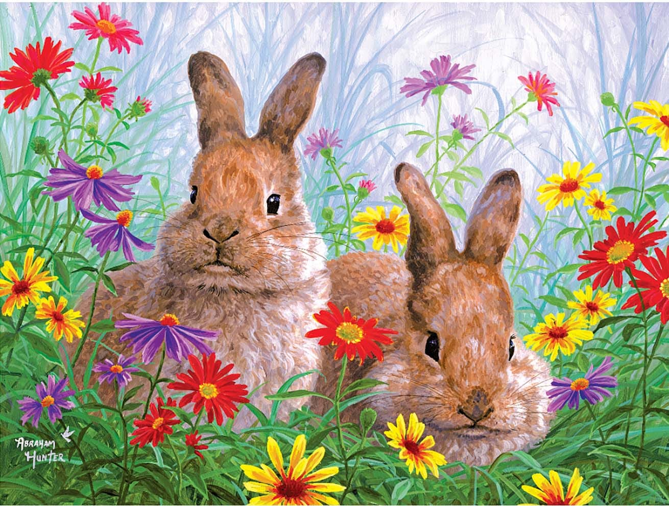 リリパットレーン　Peaceful Pastimes Summertime Bunnies - 300 Piece Jigsaw Puzzle by RoseArt