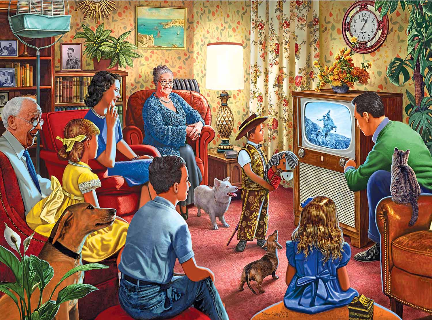 Family Night Television Nostalgic & Retro Jigsaw Puzzle