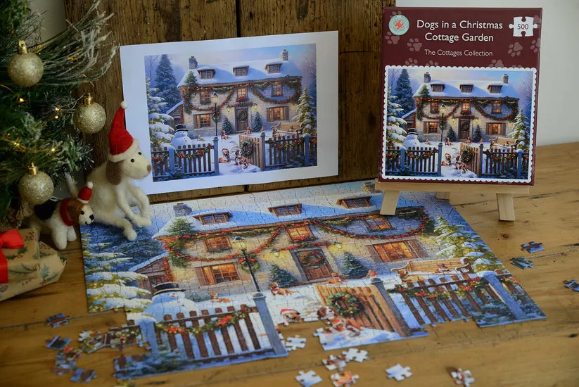 Dogs in a Christmas Cottage Garden Dogs