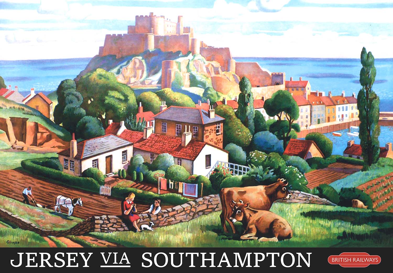 Vintage Poster Jersey Landscape Jigsaw Puzzle