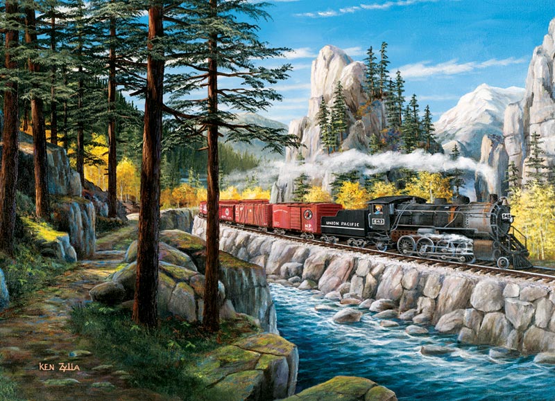 Rounding the Horn - Scratch and Dent Train Jigsaw Puzzle