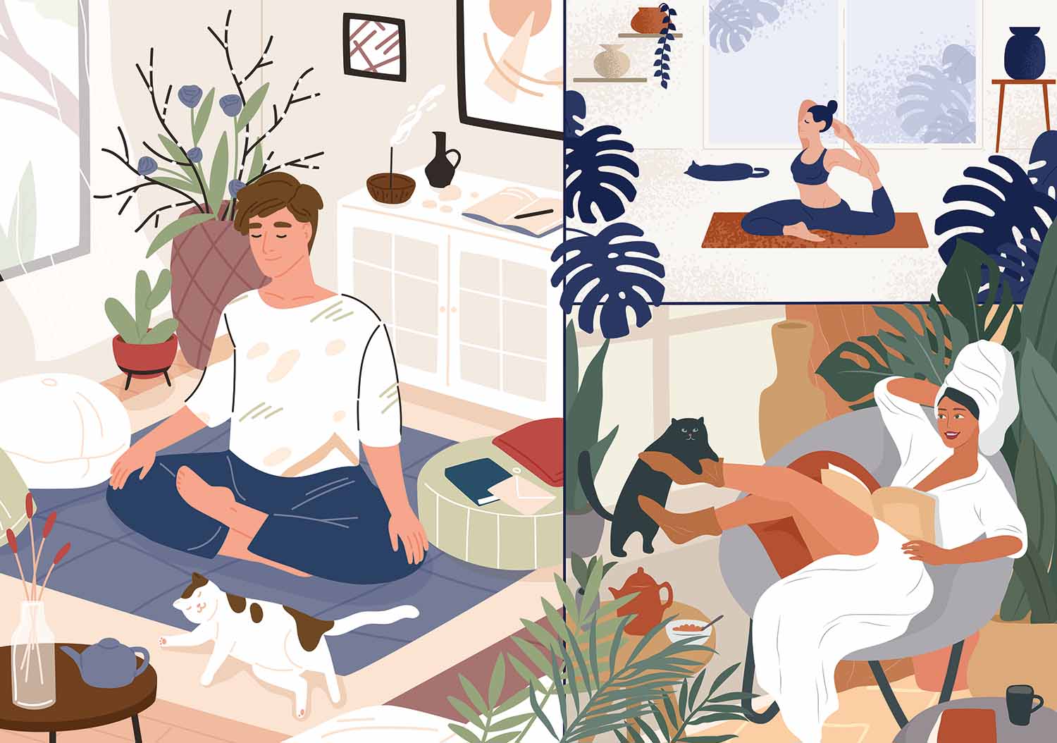 Yoga, Cats & Coffee: Peace of Mind People Jigsaw Puzzle