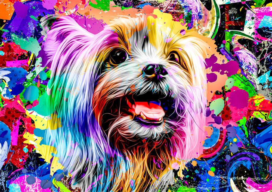 Pop Art Yorkshire Terrier Dogs Wooden Jigsaw Puzzle