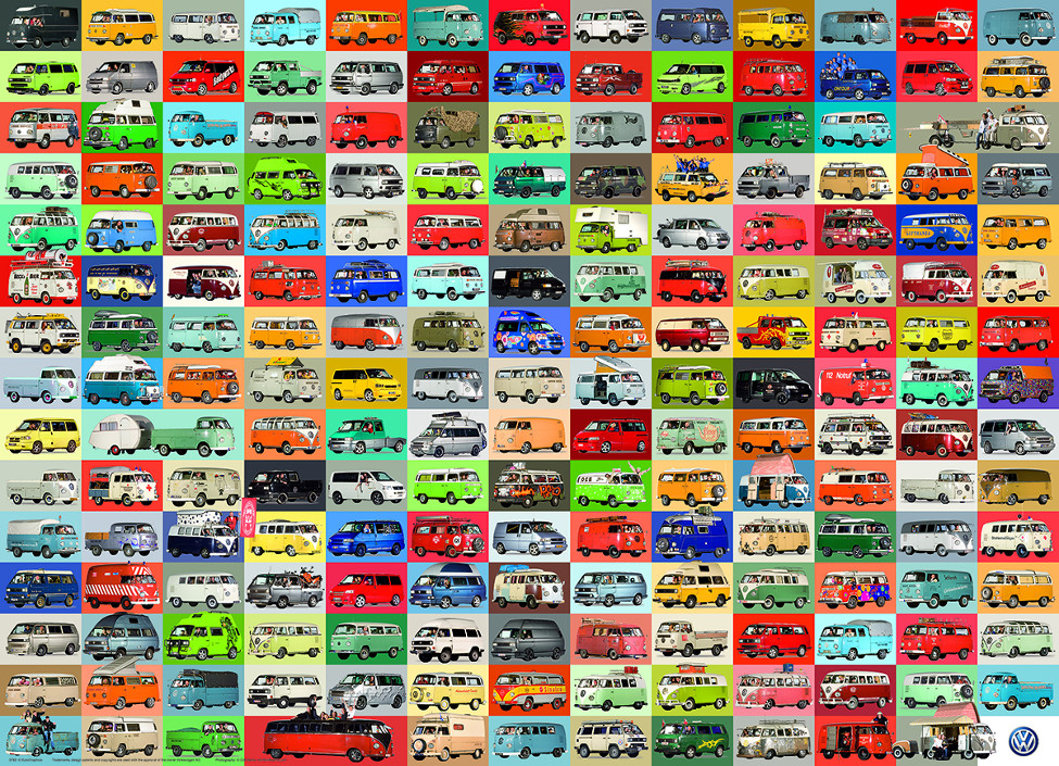 The Volkswagon Groovy Bus Collage  - Scratch and Dent Car Jigsaw Puzzle