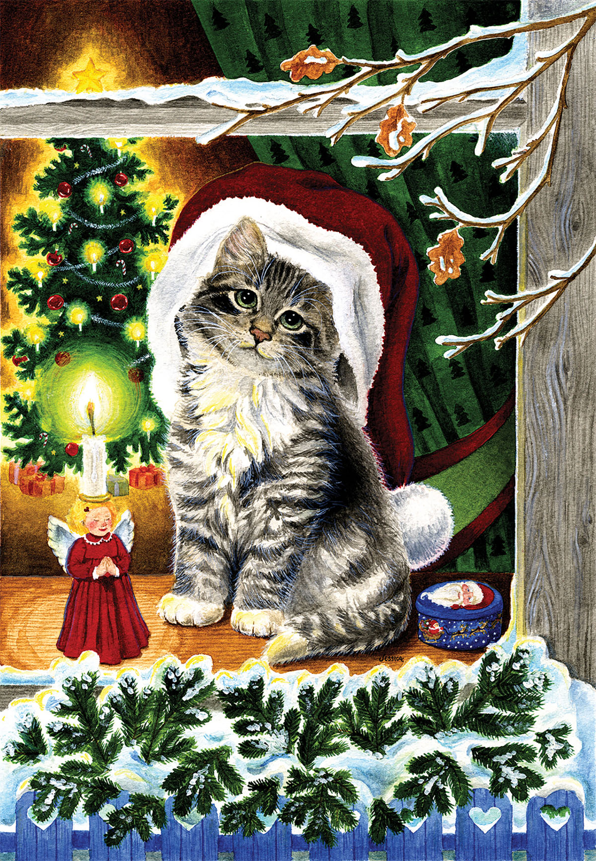A Christmas Kitten - Scratch and Dent Cats Jigsaw Puzzle