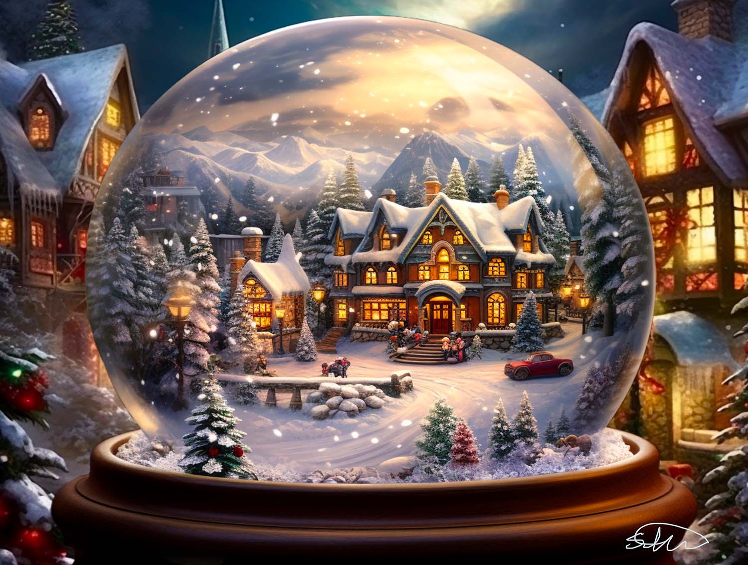 Snow Globe Town Christmas Jigsaw Puzzle