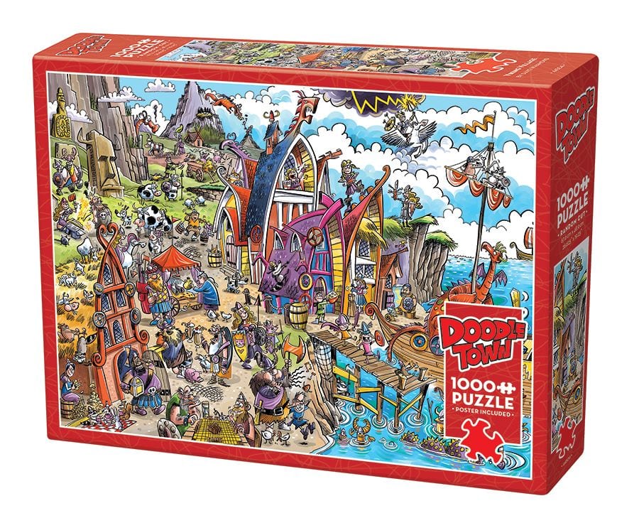 DoodleTown: Viking Village - 1000 Piece Jigsaw Puzzle by