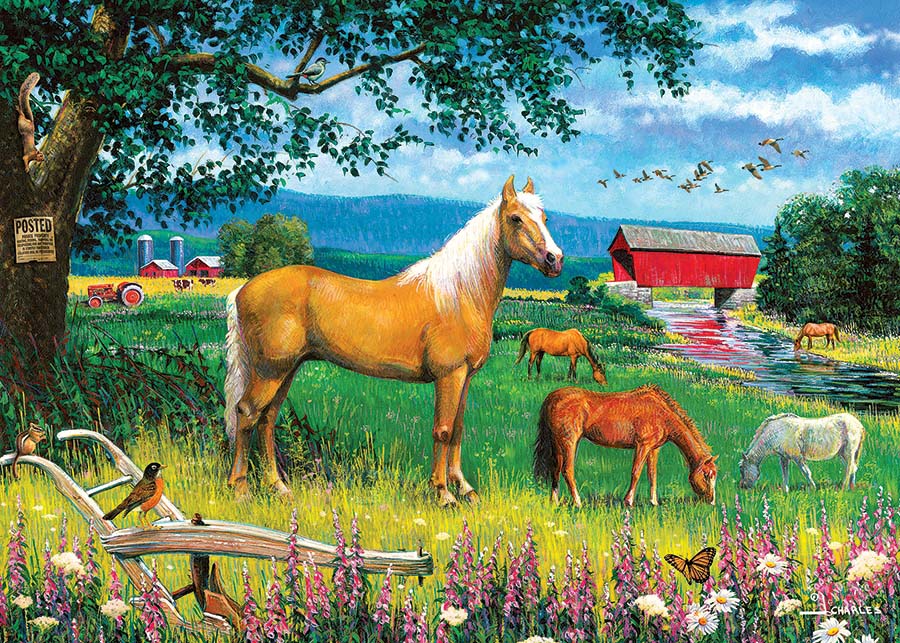 Horses in the Field Farm Jigsaw Puzzle