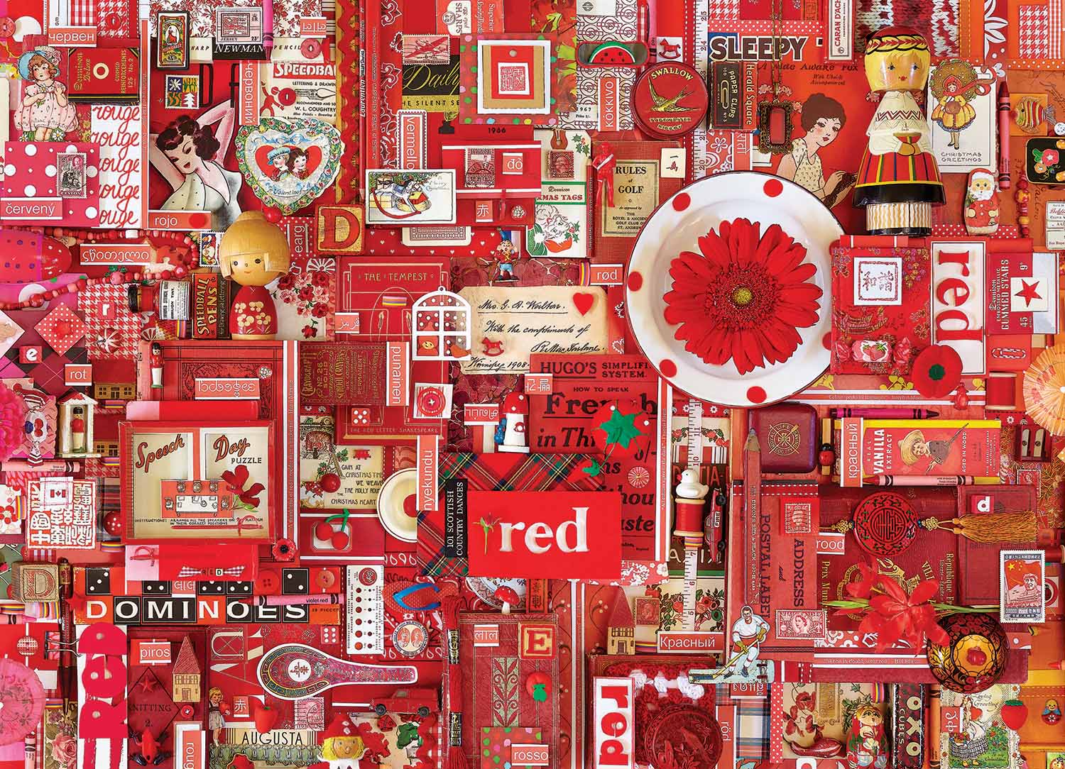Red - Scratch and Dent Collage Jigsaw Puzzle