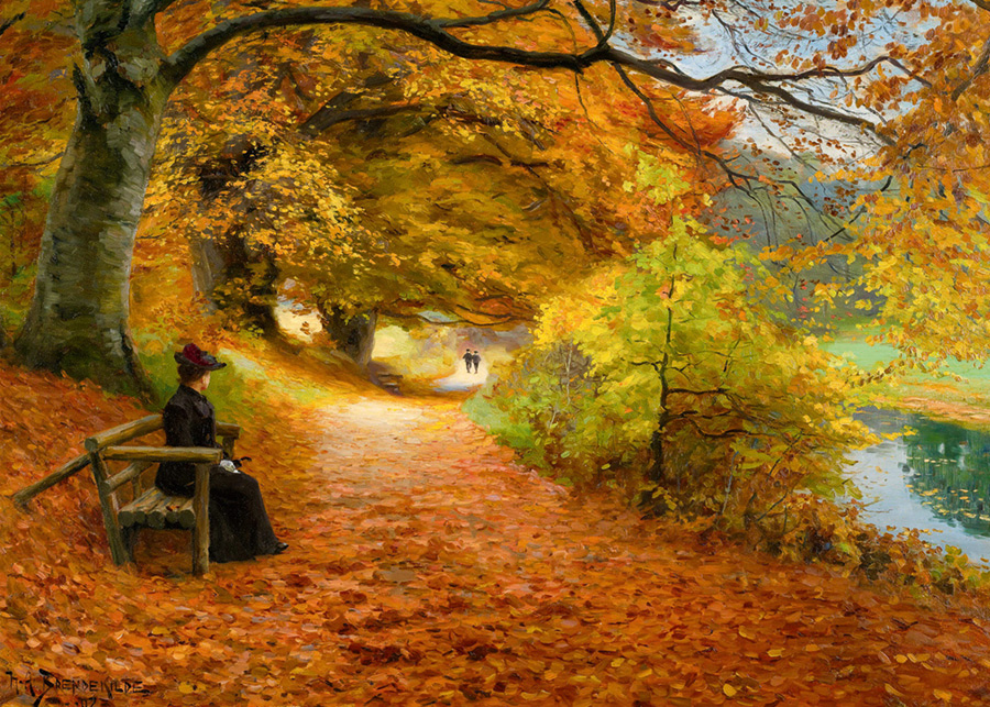 A Wooded Path in Autumn Fall Jigsaw Puzzle