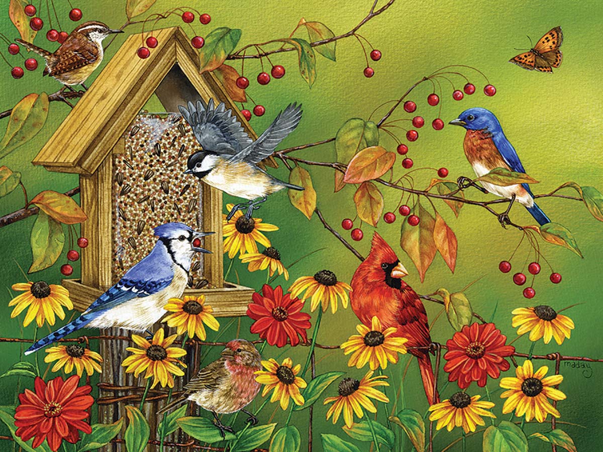 Springtime Goldfinches Flower & Garden Large Piece By Cobble Hill