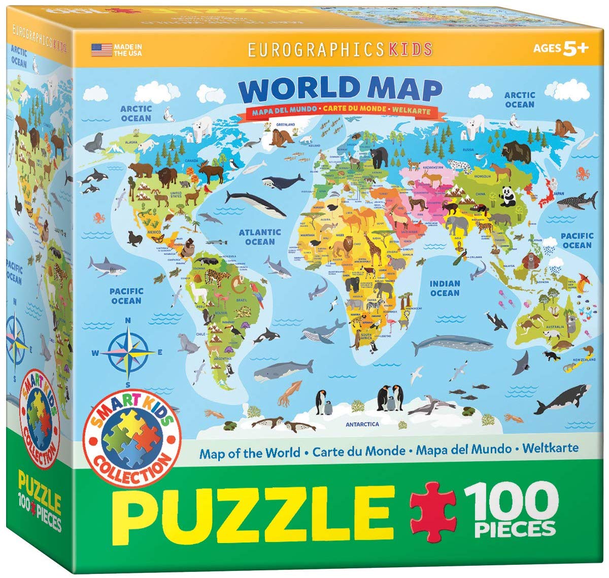 World Map Illustrated Educational Jigsaw Puzzle