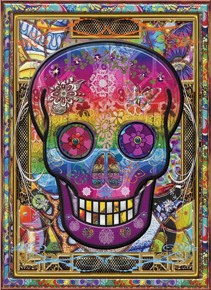 Floral Skull Jigsaw Puzzle, 500 Piece Sugar Skull Jigsaw Puzzle Gift, cheapest Gothic Flower Skull 1000 Piece Puzzle Gift, Boho Skull Art Puzzle Gift