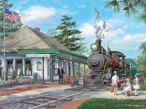 Southern Pines Station - Scratch and Dent Train Jigsaw Puzzle