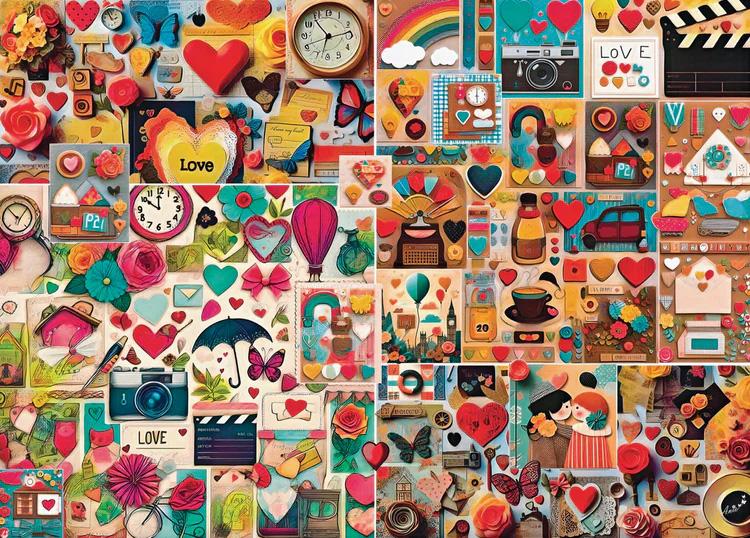 Cascade of Love Collage Jigsaw Puzzle