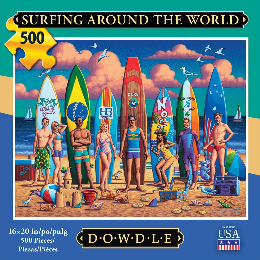 Surfing Around the World Americana Jigsaw Puzzle