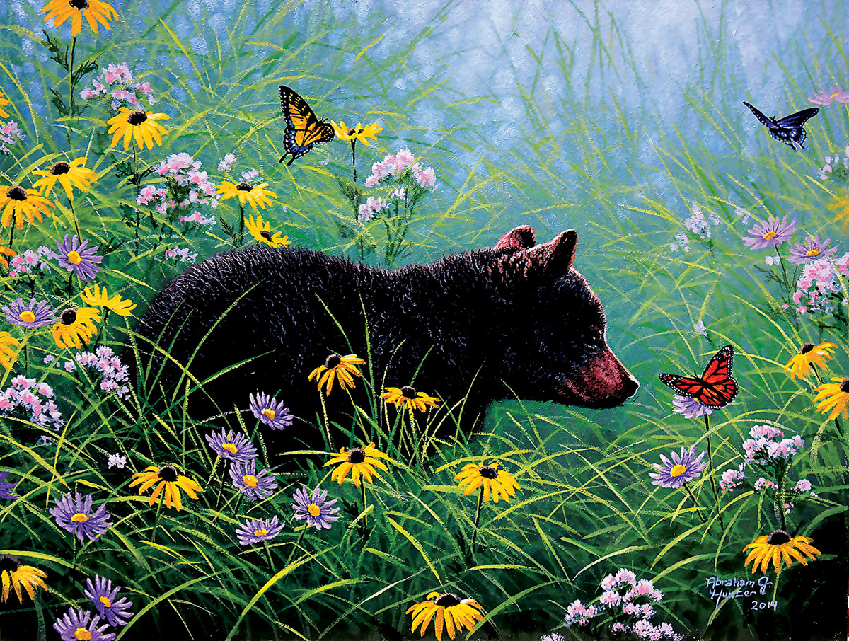 Black Bear and Butterfly - Scratch and Dent Butterflies and Insects Jigsaw Puzzle