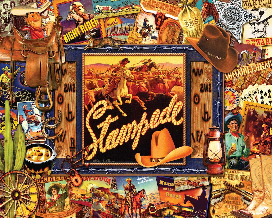 Stampede at the Dude Ranch  Sports Jigsaw Puzzle