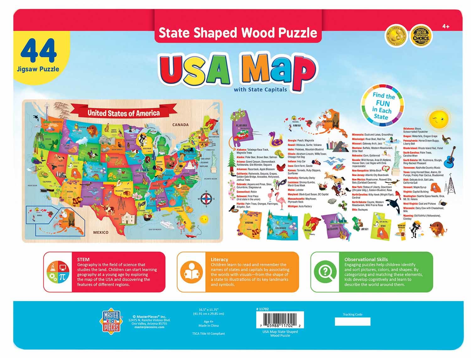 USA Wood Map Educational