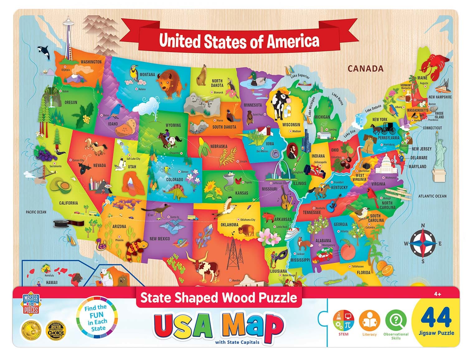USA Wood Map Educational
