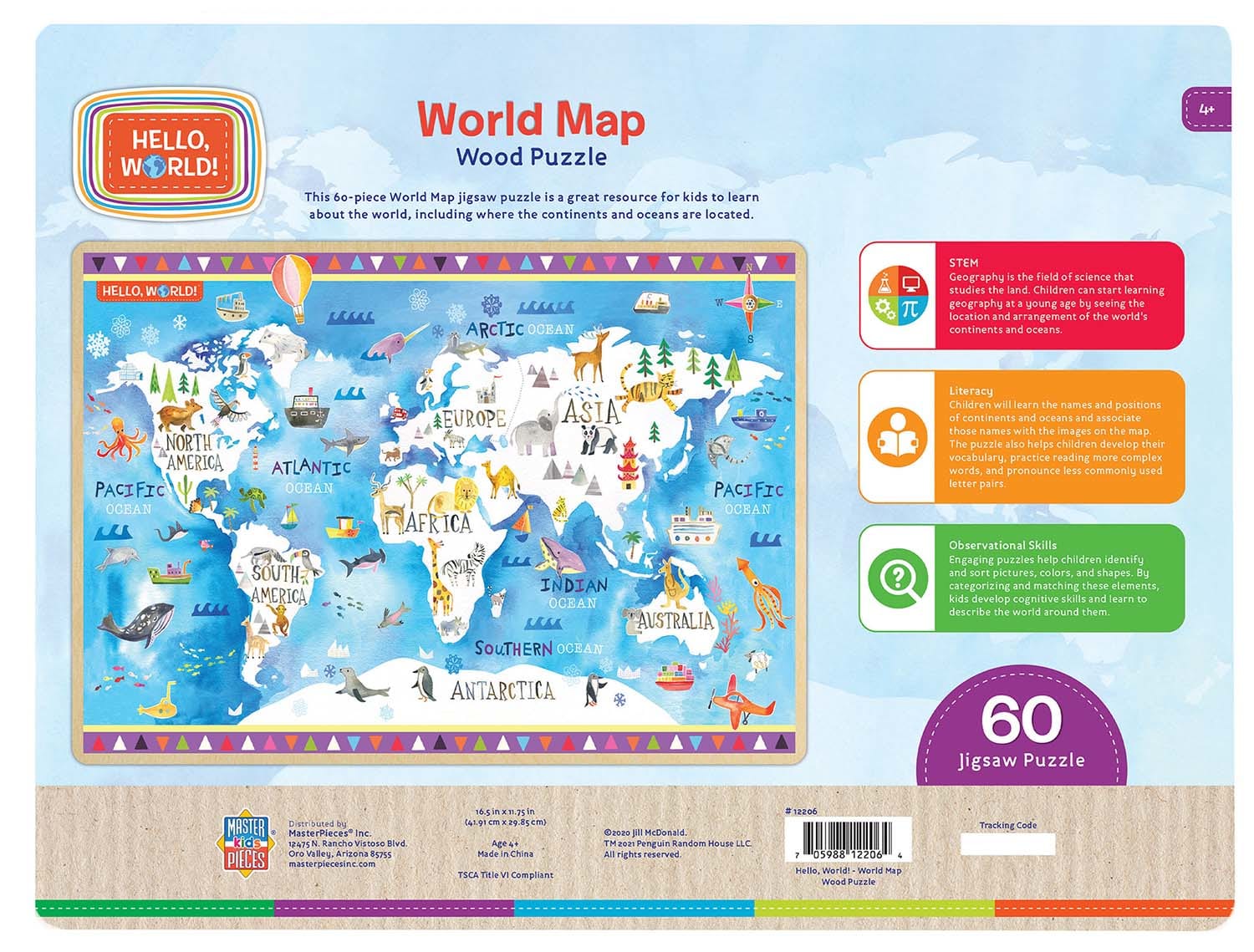 hello world パズル Hello, World! - World Map - 60 Piece Jigsaw Puzzle by