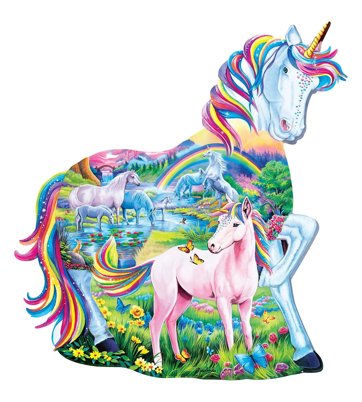 Unicorn Family - 100 Piece Shaped Puzzle - 100 Piece Jigsaw