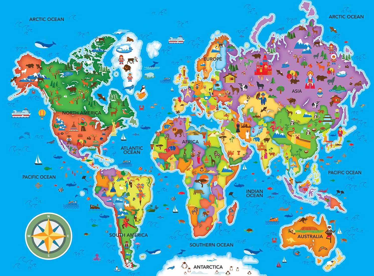 Explorer World Map 48 Piece Floor Jigsaw Puzzle