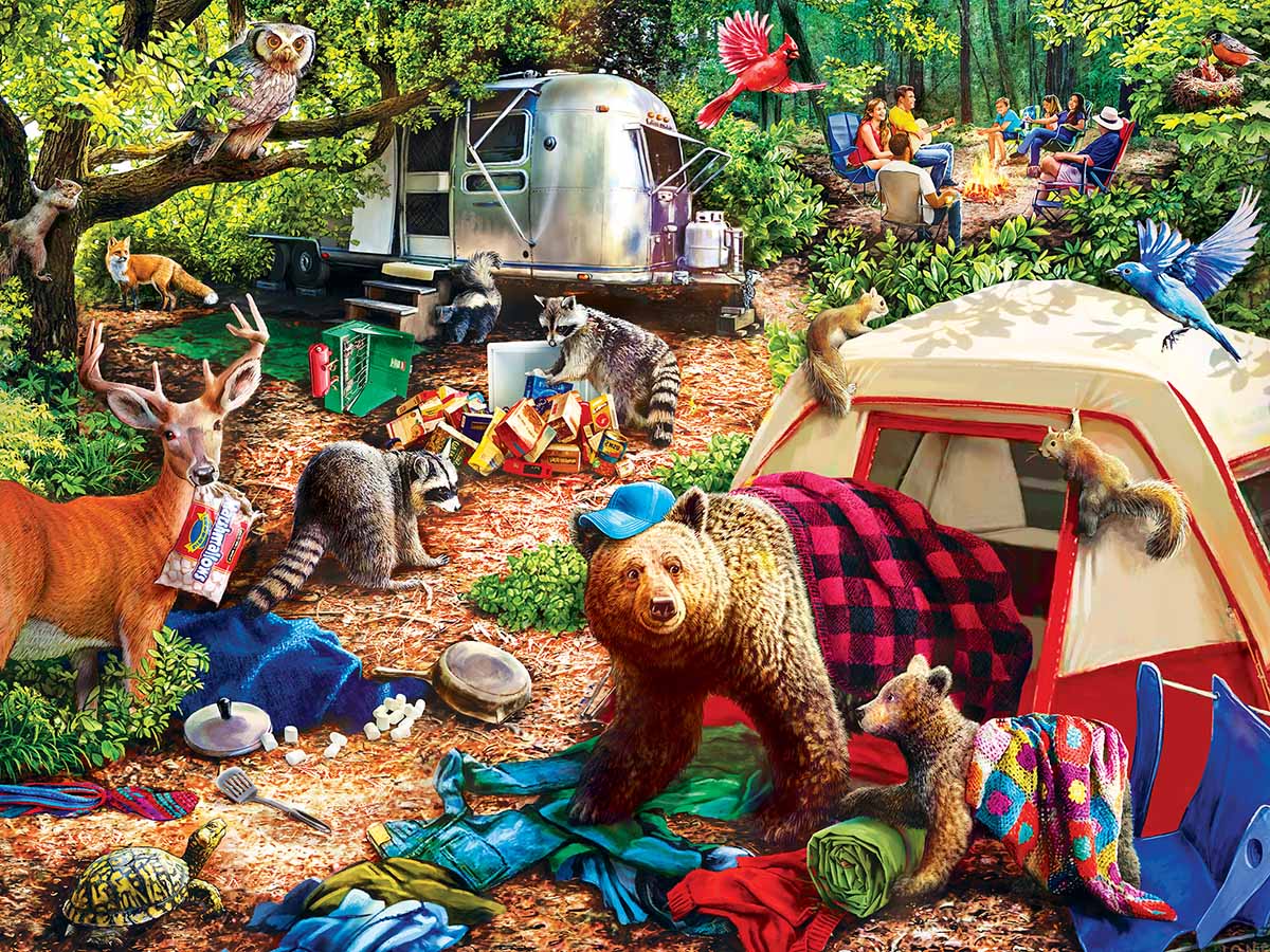 Campsite Trouble - Scratch and Dent Animals Jigsaw Puzzle