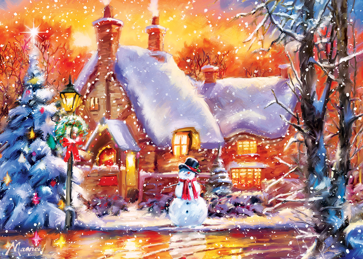 Snowman Cottage - Scratch and Dent Winter Glitter / Shimmer / Foil Puzzles