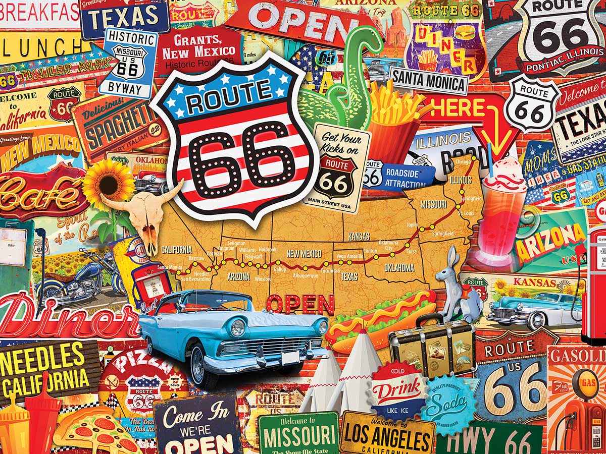 Route 66 - Scratch and Dent Maps & Geography Jigsaw Puzzle