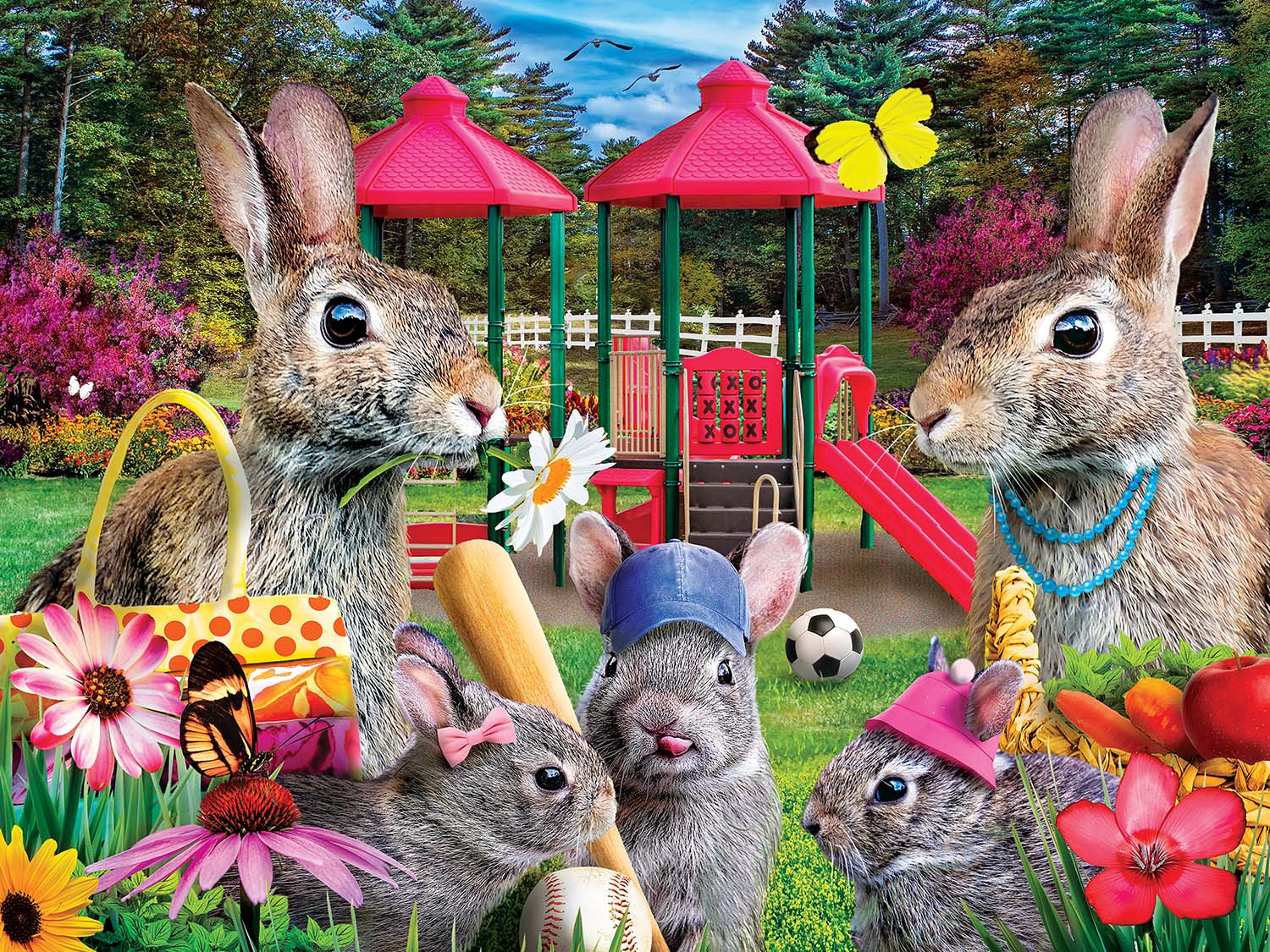 Wild & Whimsical - Playdate at the Park  Bunny Jigsaw Puzzle
