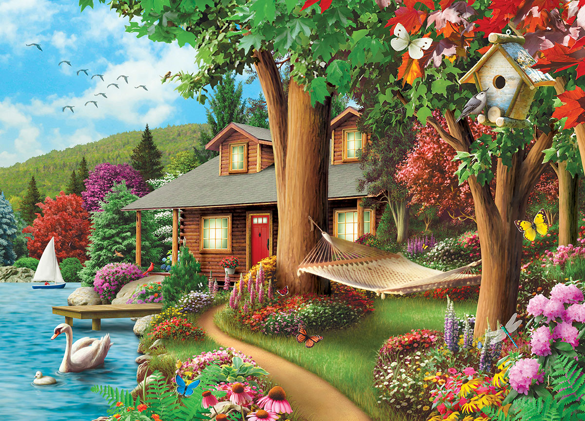 Around the Lake (Time Away) - Scratch and Dent Cabin & Cottage Jigsaw Puzzle