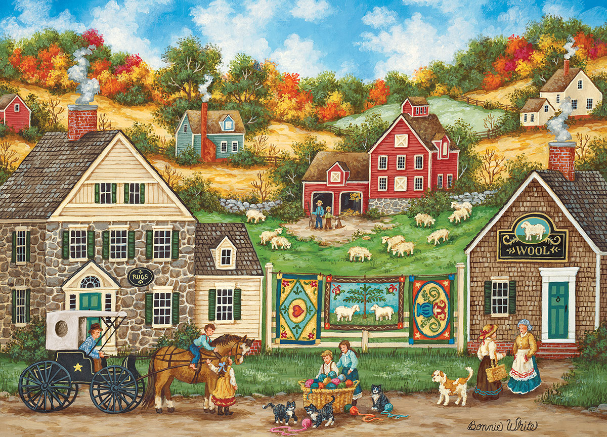 Great Balls of Yarn (Hometown Gallery) - Scratch and Dent Countryside Jigsaw Puzzle