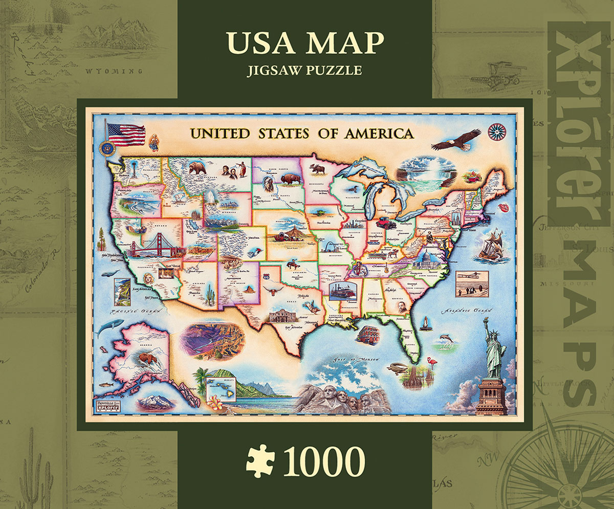 Usa Map Xplorer Maps 1000 Pieces Masterpieces Puzzle Warehouse 5748