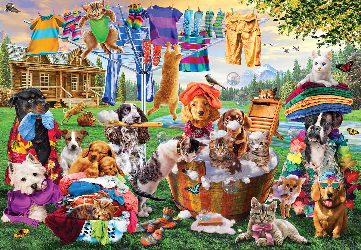 Laundry Day Rascals - Scratch and Dent Cats Jigsaw Puzzle