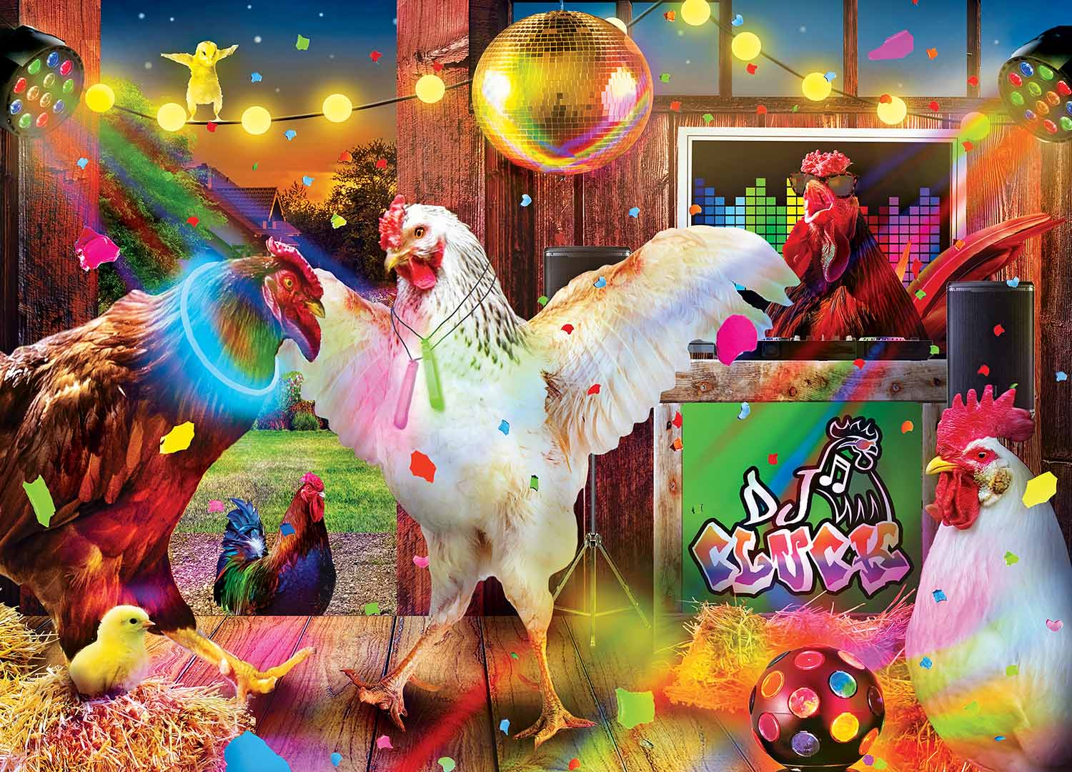 Wild & Whimsical - Chicken Dance Farm Animal Jigsaw Puzzle