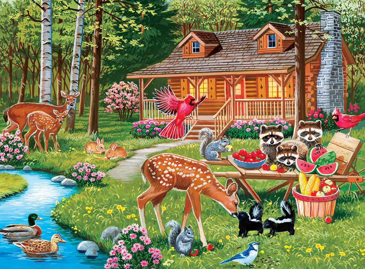 Creekside Gathering - Scratch and Dent Forest Animal Jigsaw Puzzle