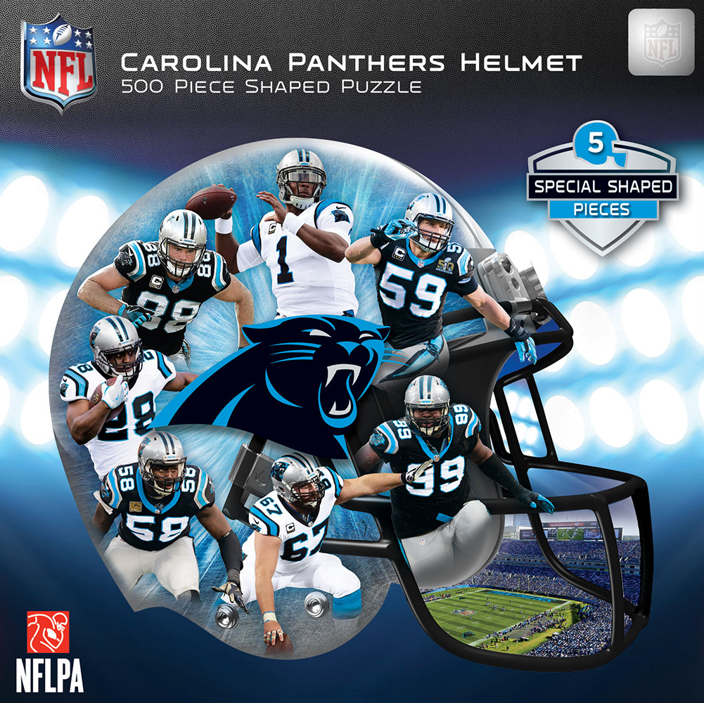 Carolina Panthers Helmet Shaped Puzzle - Scratch and Dent Sports Shaped Puzzle