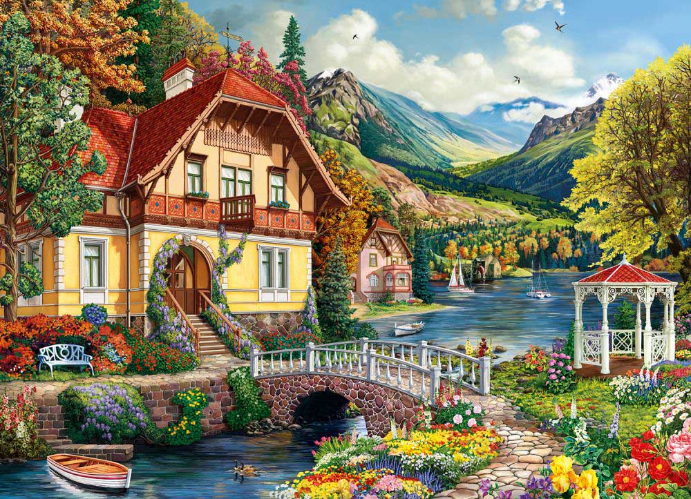 House by the Pond - Scratch and Dent Landscape Jigsaw Puzzle