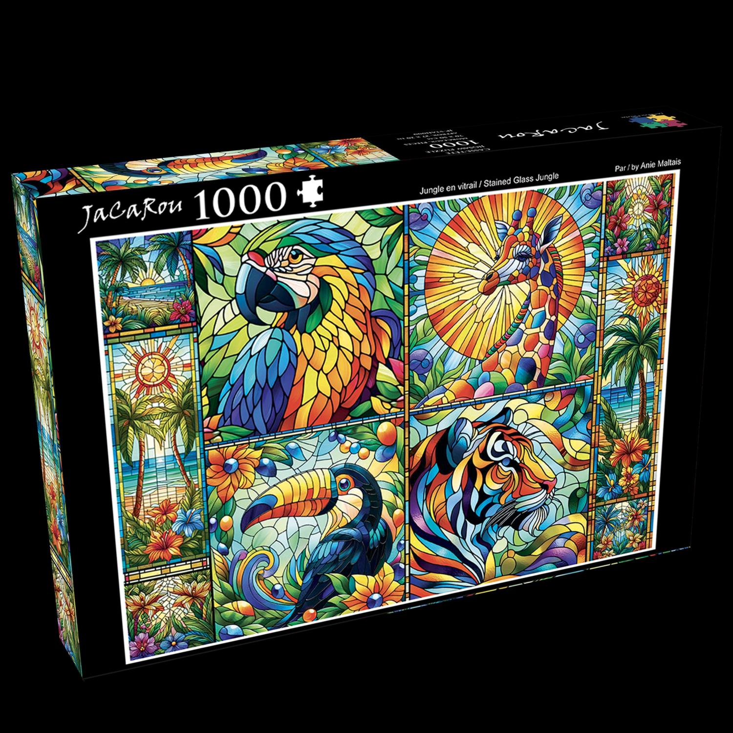 Stained Glass Jungle, 1000 Pieces, Jacarou Puzzles | Puzzle Warehouse