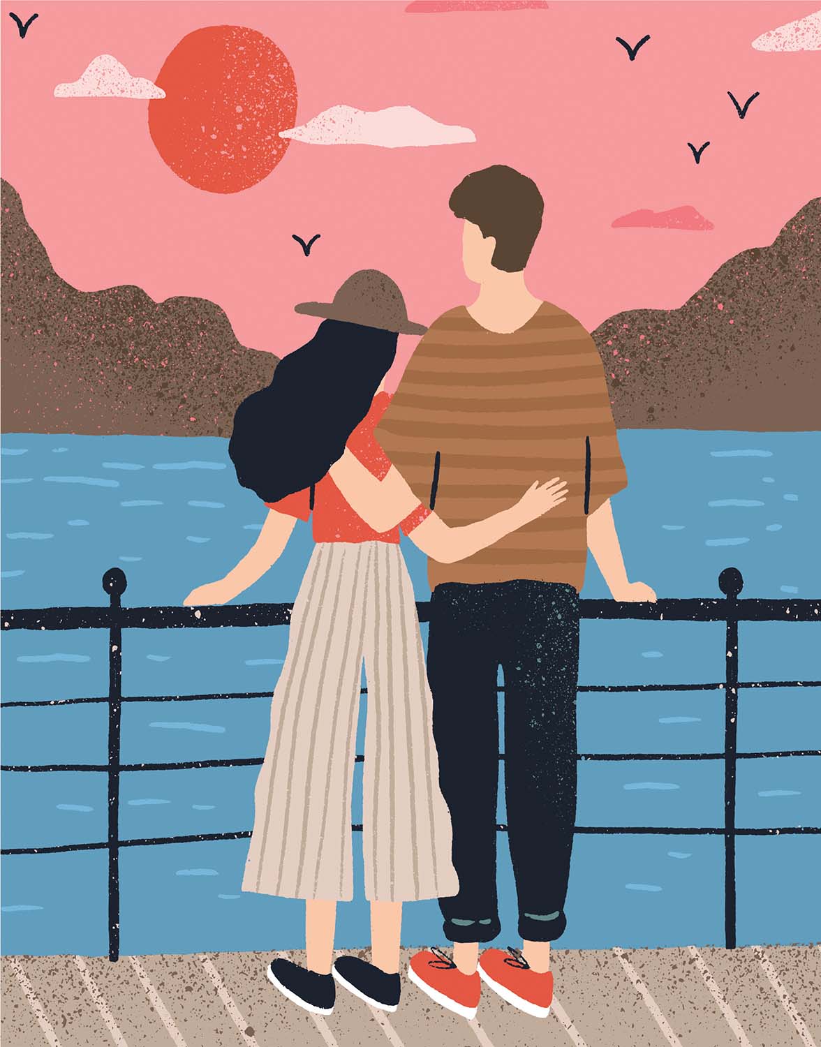 Couple by the Water People Jigsaw Puzzle