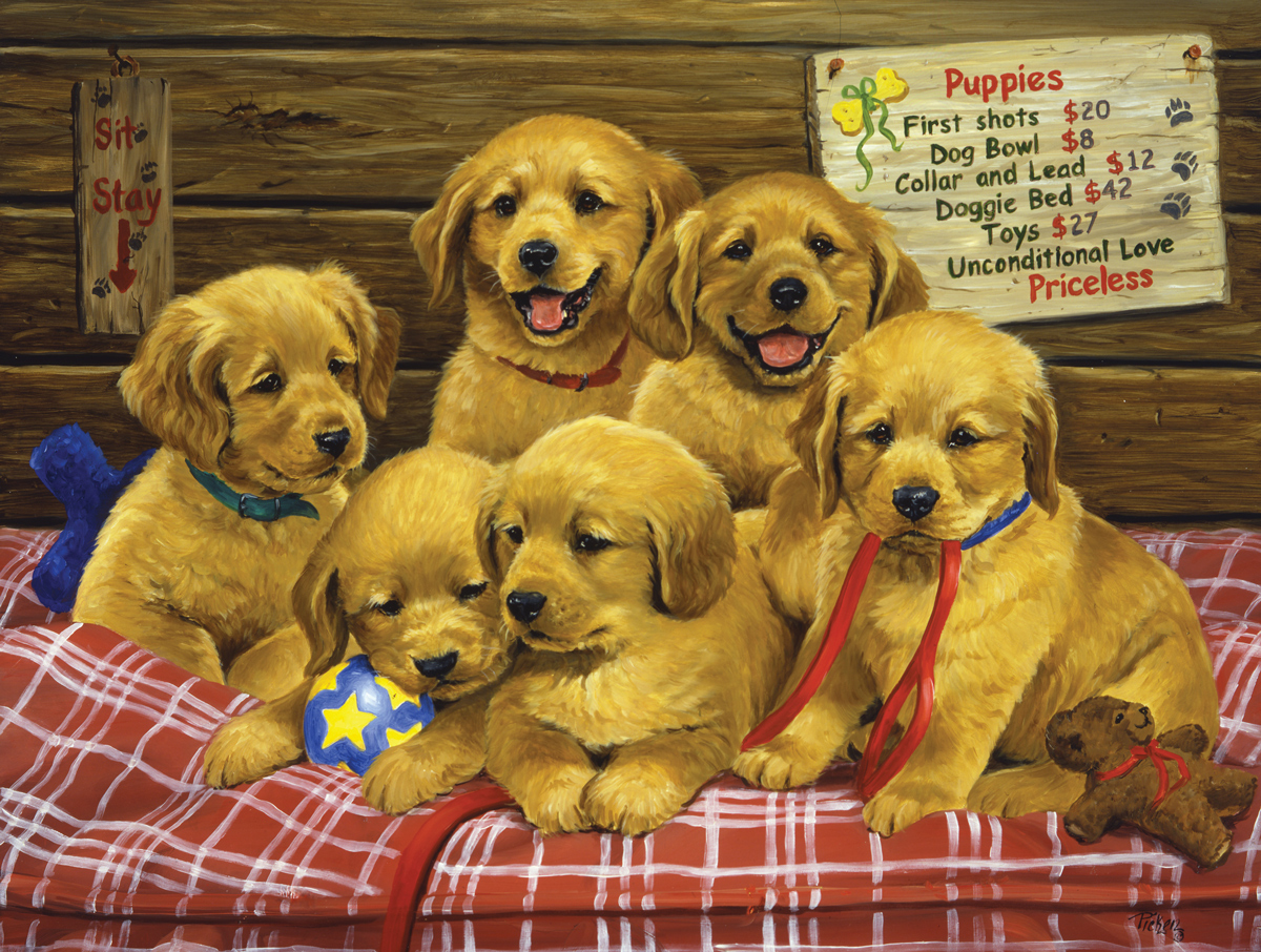 Pile of Gold Dogs Jigsaw Puzzle