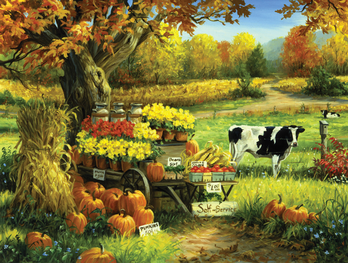 Self Serve with Cows Farm Jigsaw Puzzle